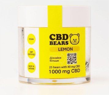 CBD Желейні ведмедики з Магнієм "Deep Relax", 1000 мг КБД, 500 мг Магній, 25 шт, лимон  bears-middle-Mg фото