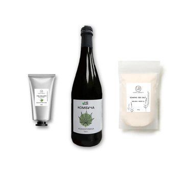 Набір крафтовий крем для рук + конопляна комбуча + конопляна сіль для ванн 04 фото